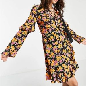 Topshop Floral Mini Wrap Dress